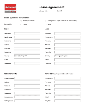 Furnished Holiday Apartment Lease Agreement