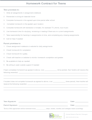 Teen Homework Contract