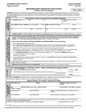 Wisconsin Birth Certificate Application