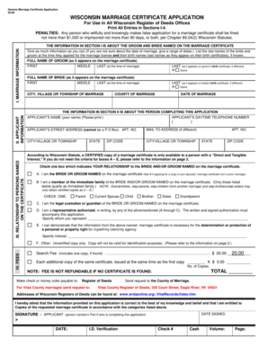 Wisconsin Marriage Certificate Application