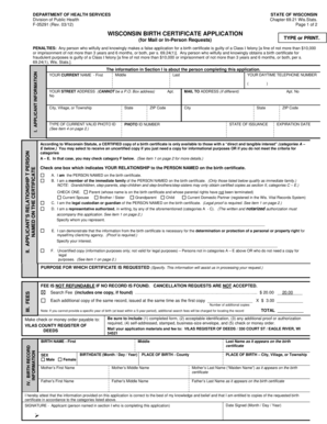 Wisconsin Birth Certificate Application