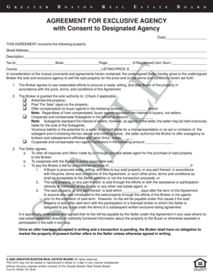 Greater Boston Real Estate Board Exclusive Agency Agreement