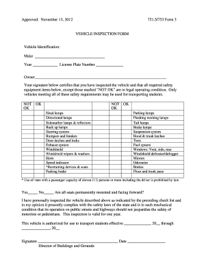 Vehicle Inspection Form