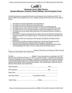 Behavior Contract & Permission Form - kmea