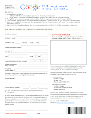 Doodle 4 Google Entry Form