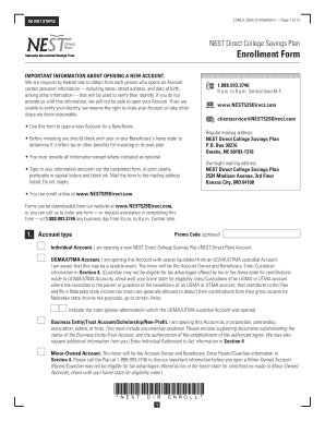 NEST Direct College Savings Plan Enrollment Form