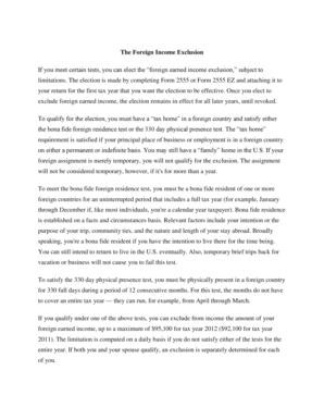 Foreign Earned Income Exclusion Form 2555