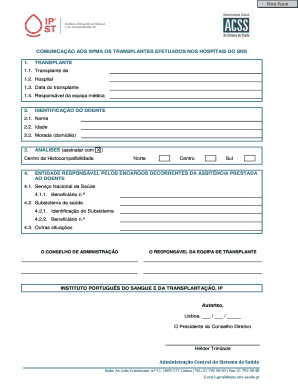 Formulário de Comunicação de Transplantes