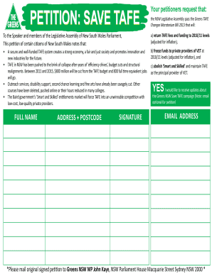 Petition for TAFE Funding Restoration