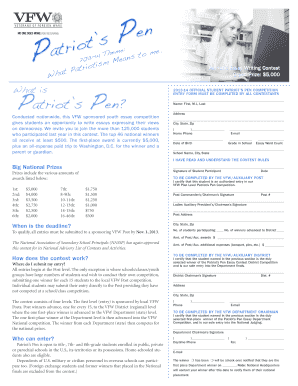 Patriot’s Pen Essay Contest Entry Form
