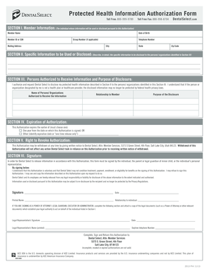 Protected Health Information Authorization Form