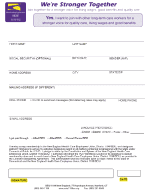 SEIU 1199 NE Membership Application