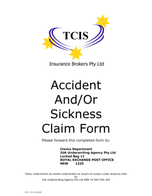 Personal Accident and Sickness Claim Form