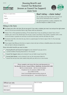 Housing benefit review letter - Housing Benefit and Council Tax Support Claim Form - Stevenage ...