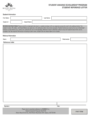 Reference Letter Template - Mount Royal University