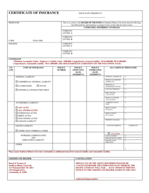 Certificate of Insurance