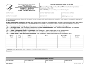 Voice Mail System Quick Change Request Form