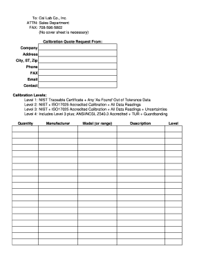 Calibration Quote Request Form