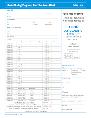 Guided Reading Program Nonfiction Focus Order Form