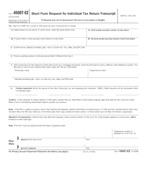 IRS Form 4506-T EZ - Ledford & Wu