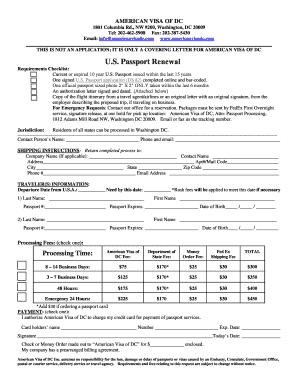 US Passport Renewal Cover Letter