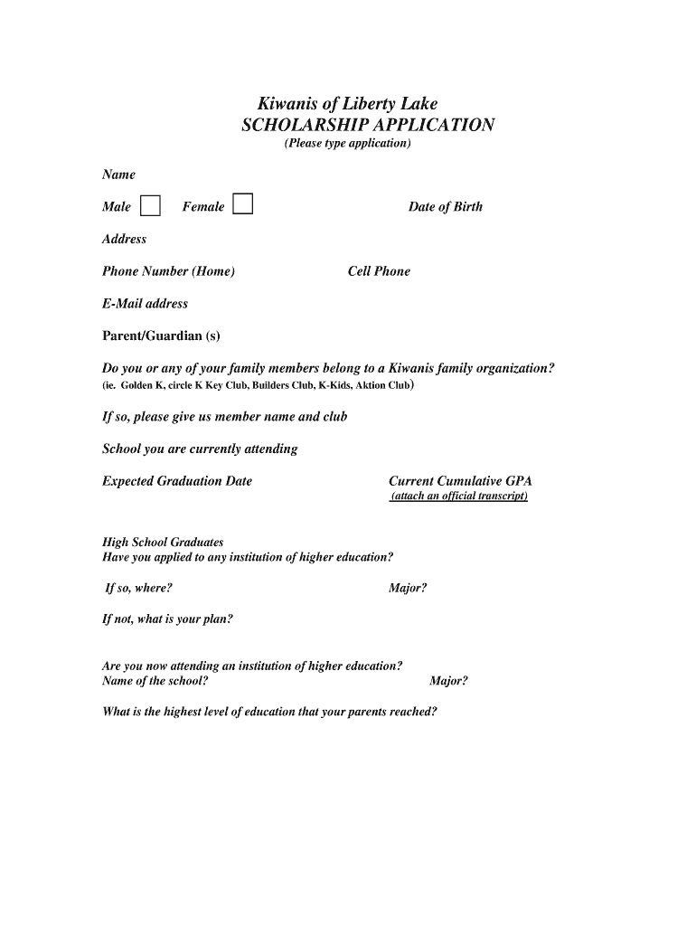 Fillable Online Kiwanis application 2012.doc.docx KiwanisOne Fax Email Print pdfFiller