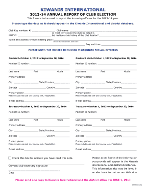 Kiwanis International Club Election Annual Report