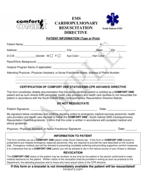 South Dakota EMS Cardiopulmonary Resuscitation Directive