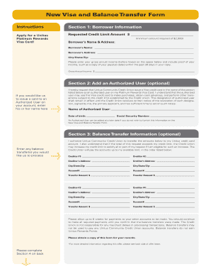 Unitus Visa Credit Card Application