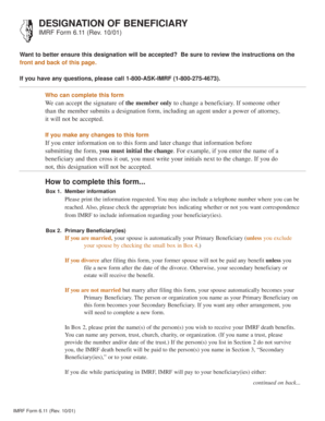 IMRF Beneficiary Designation Form
