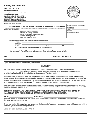 California New Construction Exclusion Form