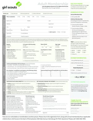 Girl Scouts Adult Membership Application