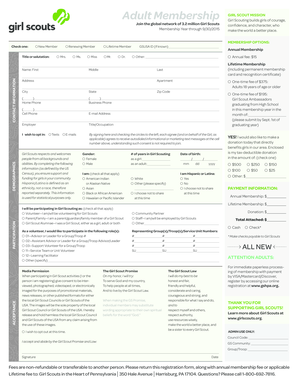 Girl Scouts Adult Membership Form