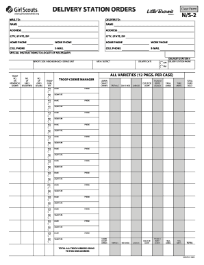 Girl Scouts Delivery Station Order Form