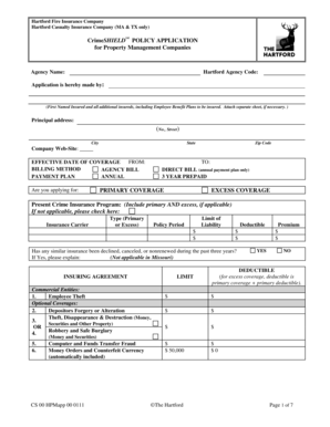 CrimeSHIELD Policy Application for Property Management Companies