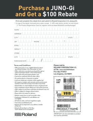 Roland Juno-Gi $100 Rebate Form