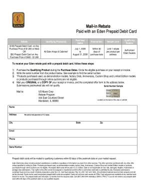Eden Electronics Mail-in Rebate Form