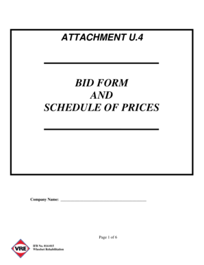 BID FORM AND SCHEDULE OF PRICES - vre