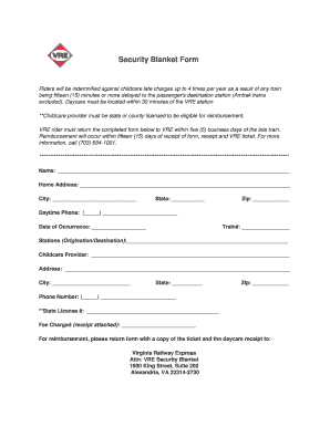 VRE Security Blanket Form