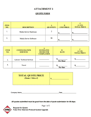 Quote Form for Voice Over Internet Protocol System Upgrade