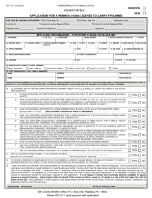 Pennsylvania License to Carry Firearms Application
