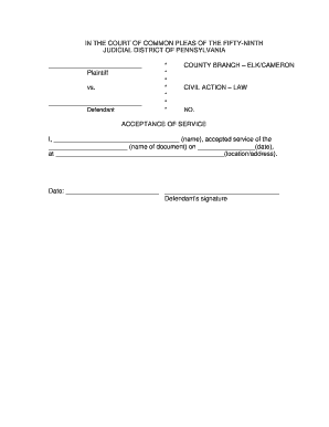 Acceptance of Service Form