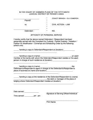 Affidavit of Personal Service