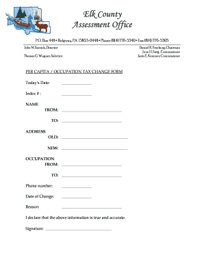 Elk County Per Capita Occupation Tax Change Form