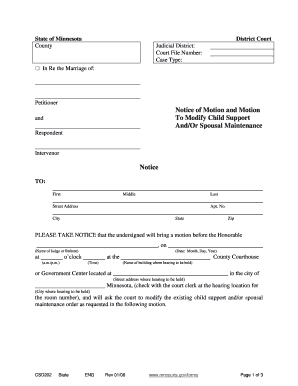 Minnesota Motion to Modify Child Support