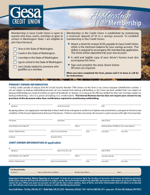 Gesa Credit Union Membership Application