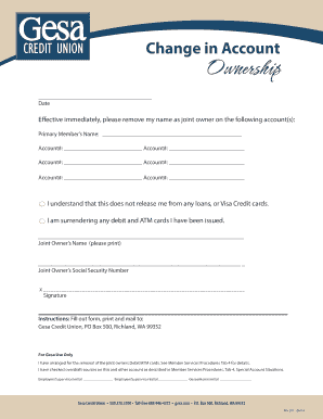 Change in Account Ownership Form