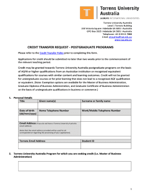 Credit Transfer Request Form