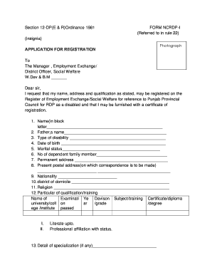 Punjab Disability Registration Application