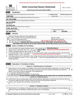 IRS Form 56 Notice Concerning Fiduciary Relationship
